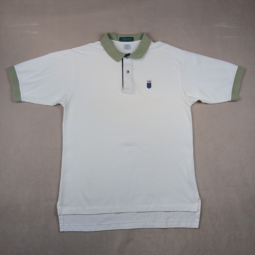Outer Banks Large Mens Shirt Polo Vintage Ukraine Olympics 21x28 Has‎ Defects